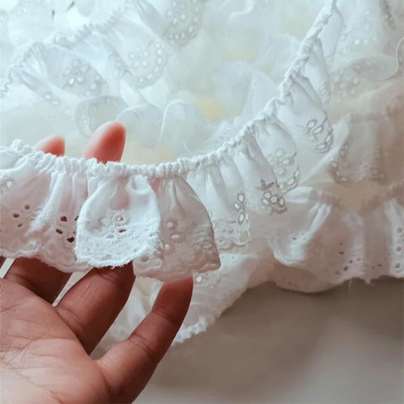 Lace Fabric 4CM Wide Cotton Embroidery for DIY Sewing Decor