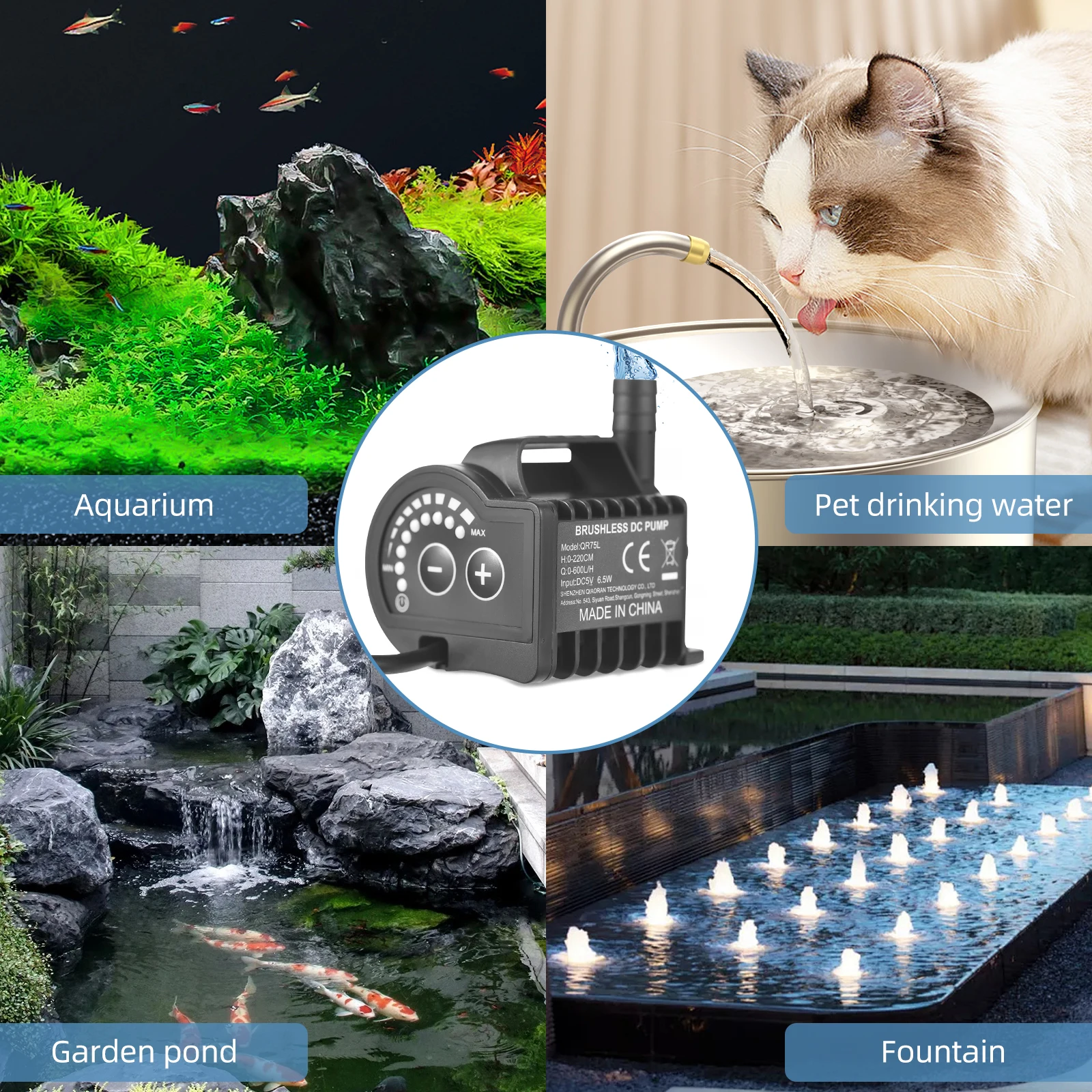 Submersible Water Pump Portable USB 8 Levels Adjustable 0-400L/H 0-600L/H Small Fountain Pump with 0-9.8ft Lift 7.2ft Lift 6.5ft water pump aquarium water pump fish tank pump