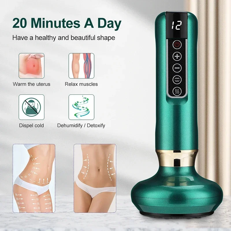 Intelligent Cupping Massager Negative Pressure Infrared Heating Wireless Scraping Apparatus Dredge Meridian Relax 6/12 Levels
