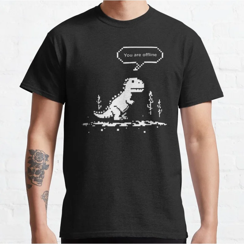 Lustiges You Are Offline 404 T Rex 90er Jahre Cartoon Pixel Videospiel Dinosaurier T-Shirt für Männer große Erwachsene Tops S-6XL