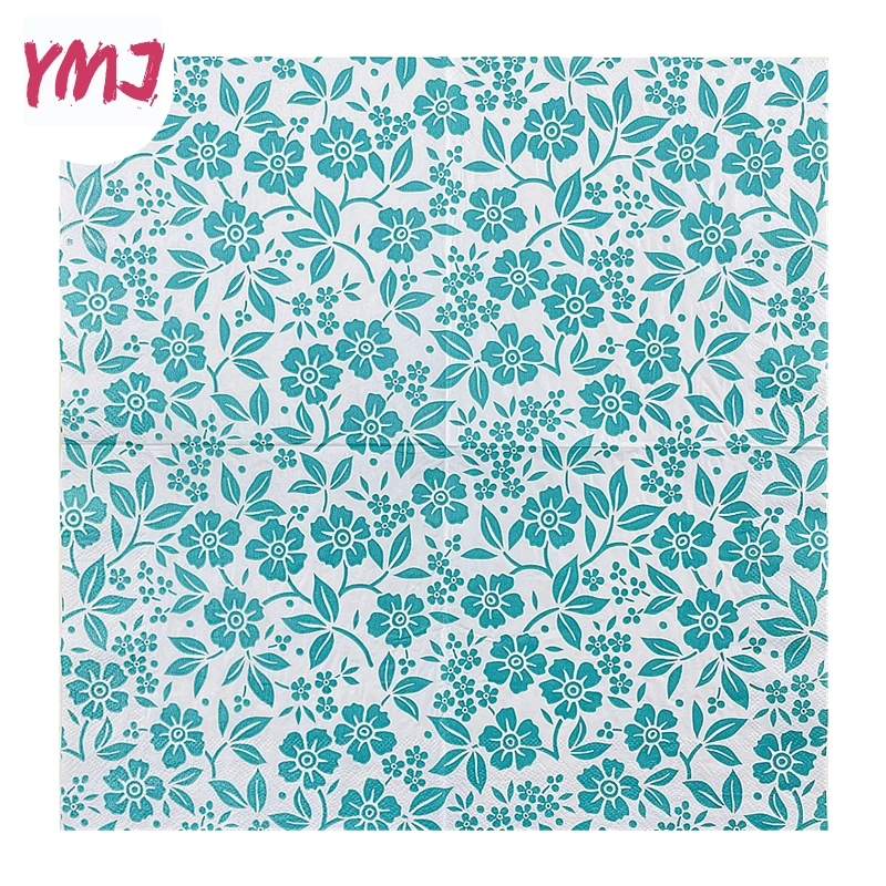 Tovaglioli Con Motivo Floreale Fresco Verde Caffetteria Usa E Getta Decorazione Per Feste In Hotel Log Paddle Dinner Paper 2 Strati 20 Pezzi/Pac 33*33