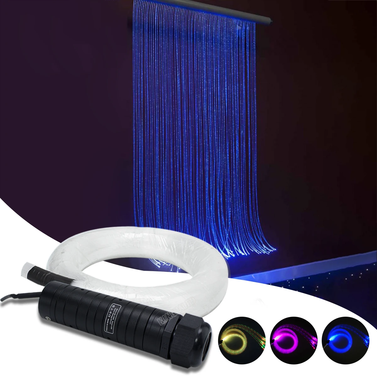 6W RGBW Fiber Optic Curtain Light Kit 200pcs*0.75mm*2M sparkle Flash Point Glow Fiber Optical Cable For Kids Toy Sensory Light
