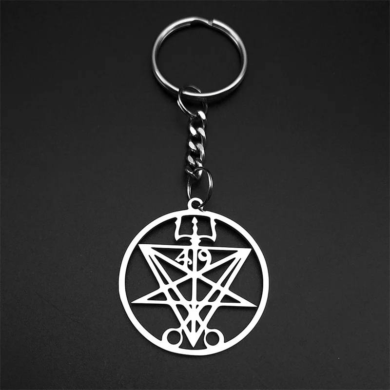 Lucifer Sigil Stainless Steel Keychain - Occult Symbol Key Ring Jewelry