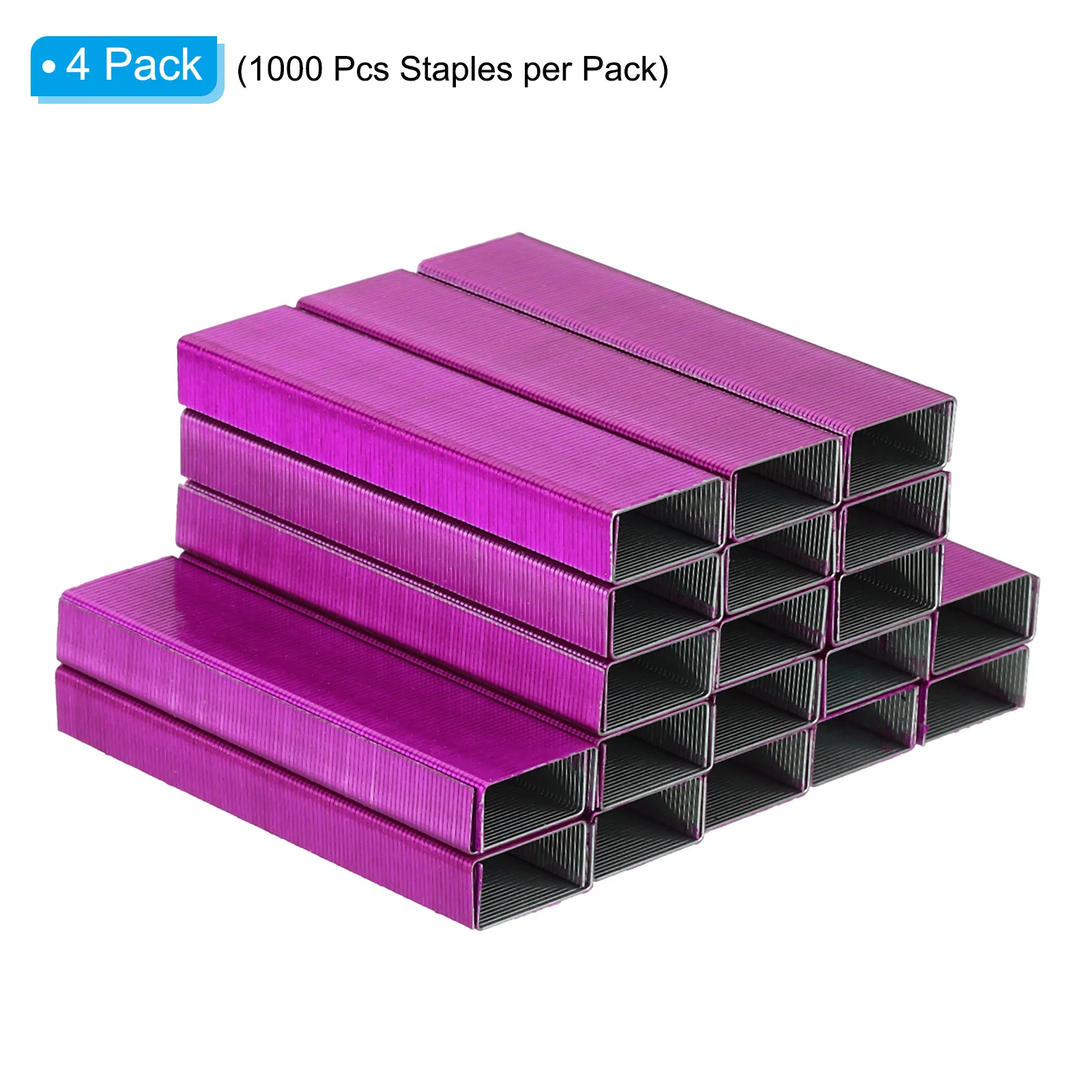 4000Pcs/4Pack Rose Red Metal Staples 26/6 Standard Binding Stapler Staple Jam Free Office Stationary School Supplies Accessories