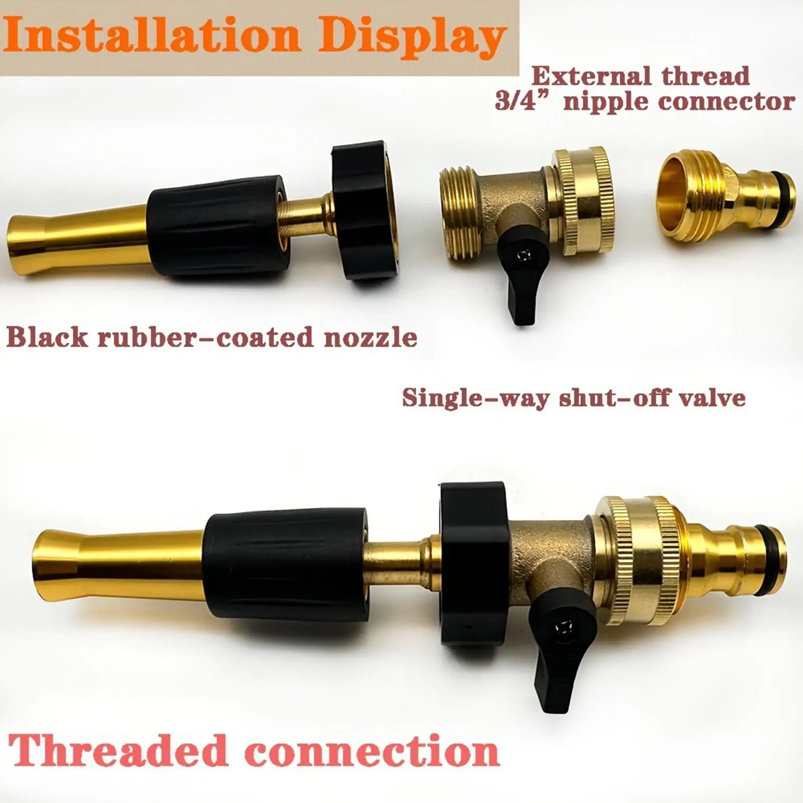 Practical Metal Garden Hose Spray Nozzle Adapter Heavy Duty with Valve Watering Tool for Outdoor Garden Automatic Watering Practical Metal Garden Hose Spray Nozzle Adapter Heavy Duty with Valve Watering Tool for Outdoor Garden Automatic Watering
