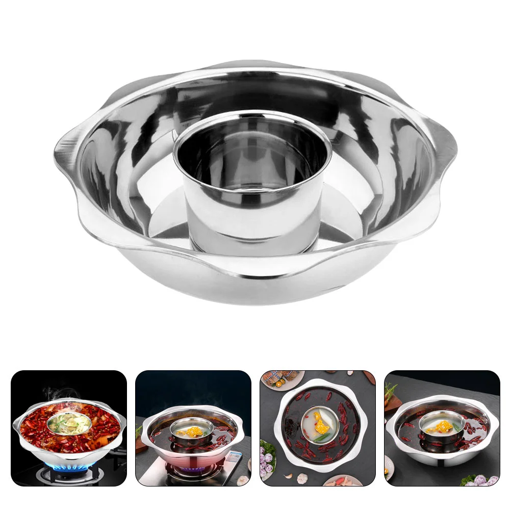 

Stainless Steel Hot Pot Practical Restaurant Soup Chinese Split Type Two-flavor Divided Pan Stock Hotpot with Divider Cooker