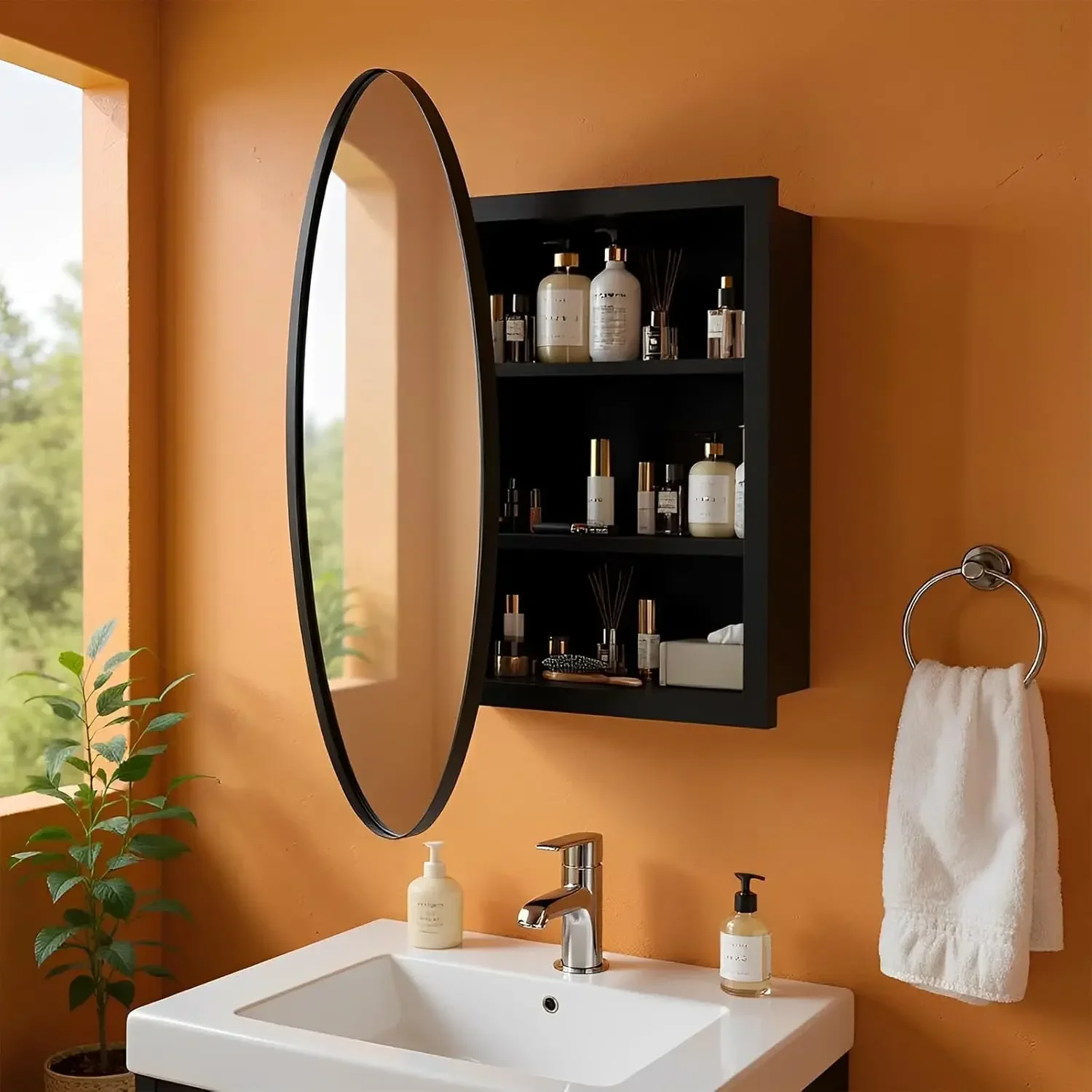 Wall Mounted Metal Bathroom Medicine Cabinet with Mirror