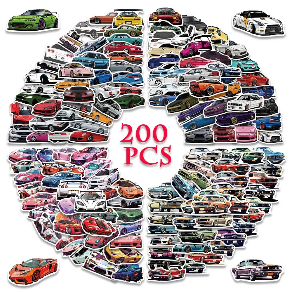 200/50pcs JDM Retrofit Racing Cars Stickers Fashion Funny Cool Decals For Laptop Luggage Guitar Skateboard Phone Bike Sticker