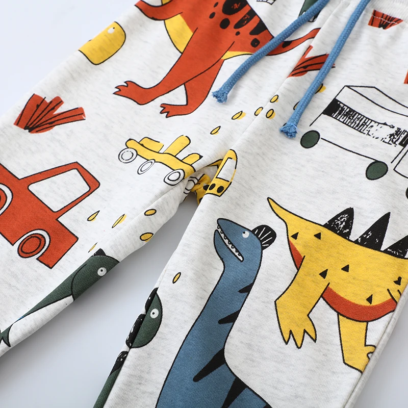 1Pcs Autumn Cartoon Dinosaurs Vehicles Trousers Children'Clothing Cotton Baby Boys Kids Clothes Christmas Sweatpants Pants
