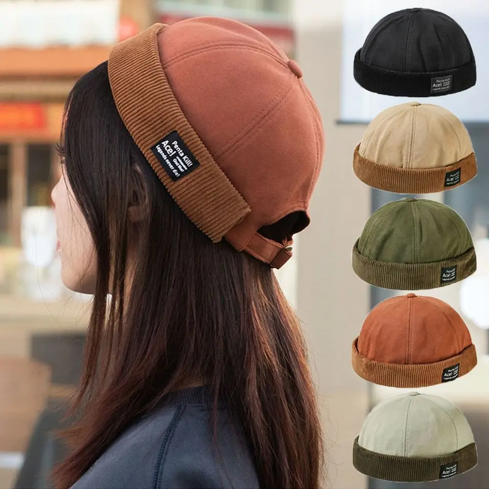 

Corduroy Docker Cap Vintage Windproof Streetwear Corduroy Cap Hip Hop Warm Beanie Hats Men