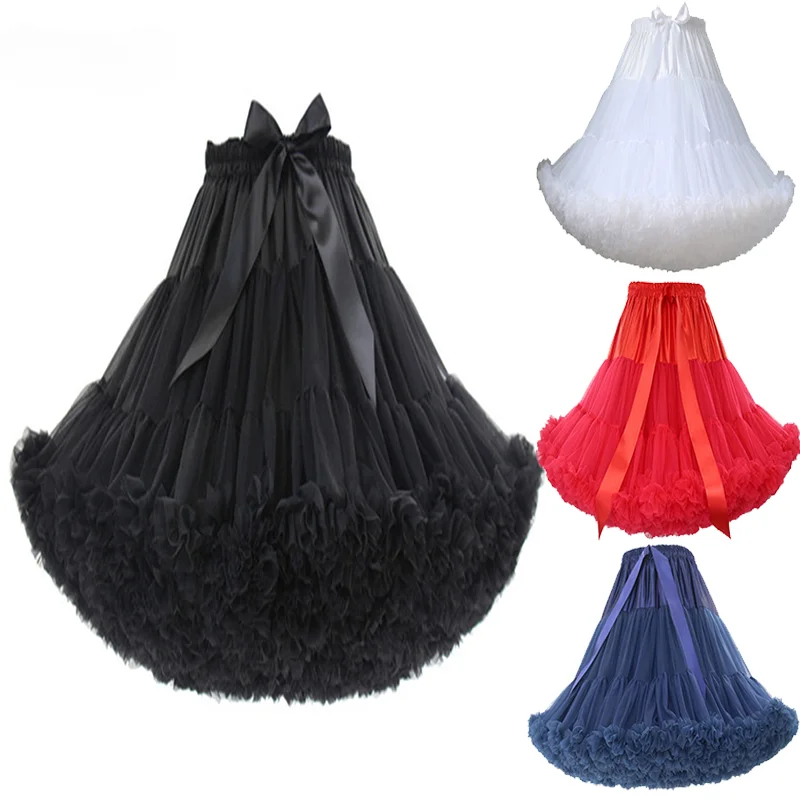 

Women's Soft Puffy Tulle Tutu Petticoat Costume Multi-Layer Sweet Lolita Pleated Tulle Underskirt Party Cosplay Dance Skirt 55CM