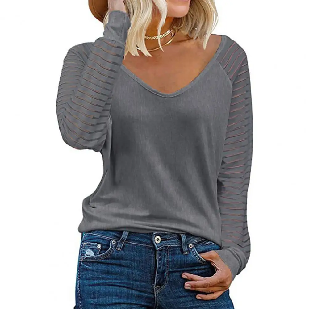 

Elegant Blouse Women Fall Spring Top Round Neck Striped Loose Long Sleeve Patchwork Casual Pullover Blouse Lady Clothing 2023