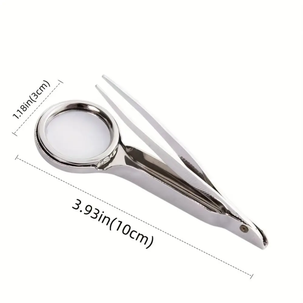 Portable Magnifier with Tweezers Magnifying Tweezers Magnifying Glass Hand-held Magnifier Repairing Loupe Tools