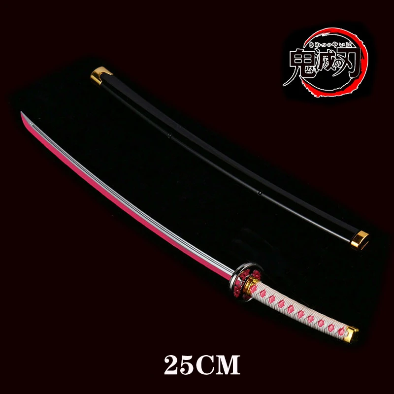 Kimetsu No Yaiba 소드 무기 악마 슬레이어 Satoman Tanjiro Cosplay Sword Anime 닌자 나이프 우드 25cm Katana Prop