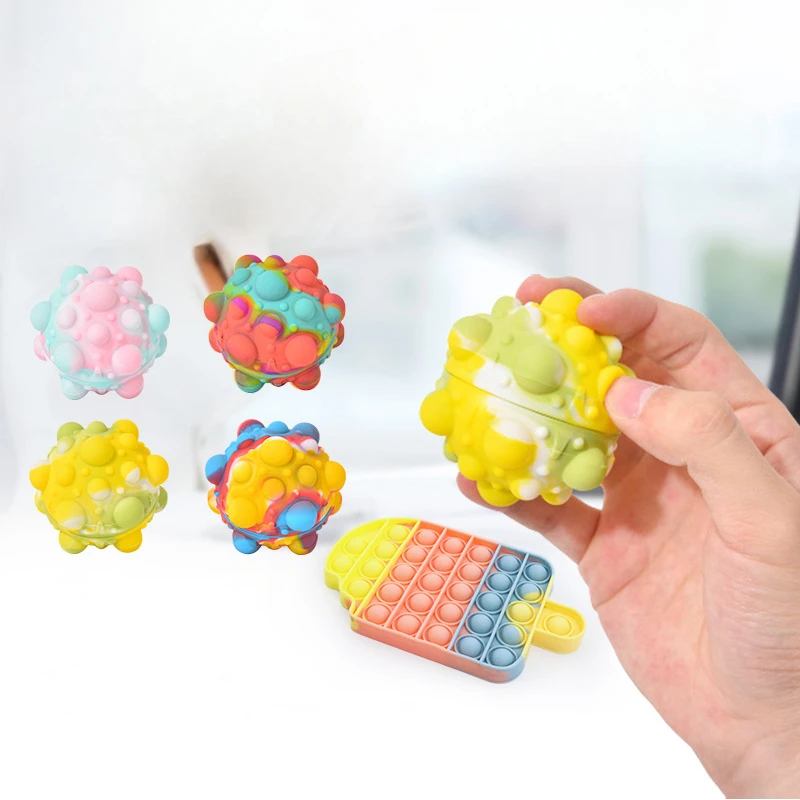 

New 3D Popular Silicone Decompression Ball Dice Game Rodent Pioneer Vent Ball Toys Rodent Pioneer Cube Bubble Sensory Kids Toys