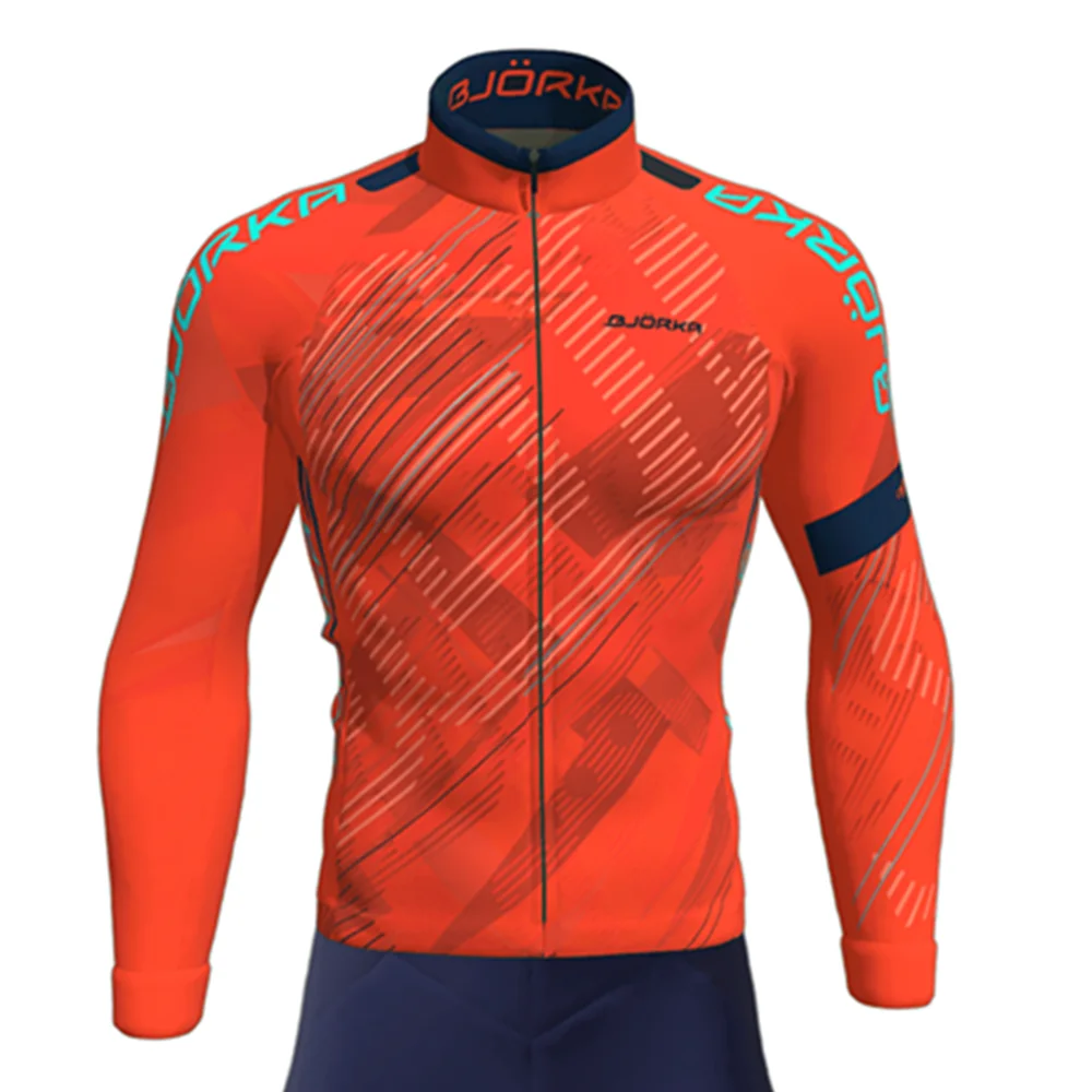 Winter BJORKA Cycling Long Sleeve Jackets 3 Rear Pockets Thermal Fleece Warm Jerseys Chaqueta Ciclismo Hombre Bike Uniform Tops