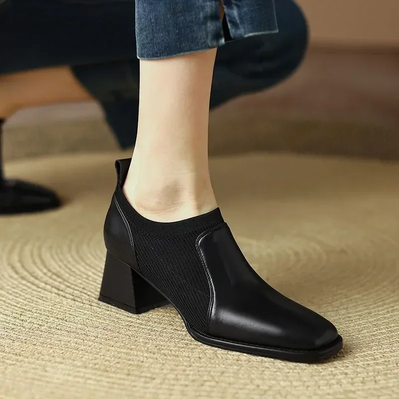 2023 New Women Pumps Shoes Genuine Leather Office Lady High-Quality Elegant Shoes Lagre Size Comfortable Heels Shoes for Women
