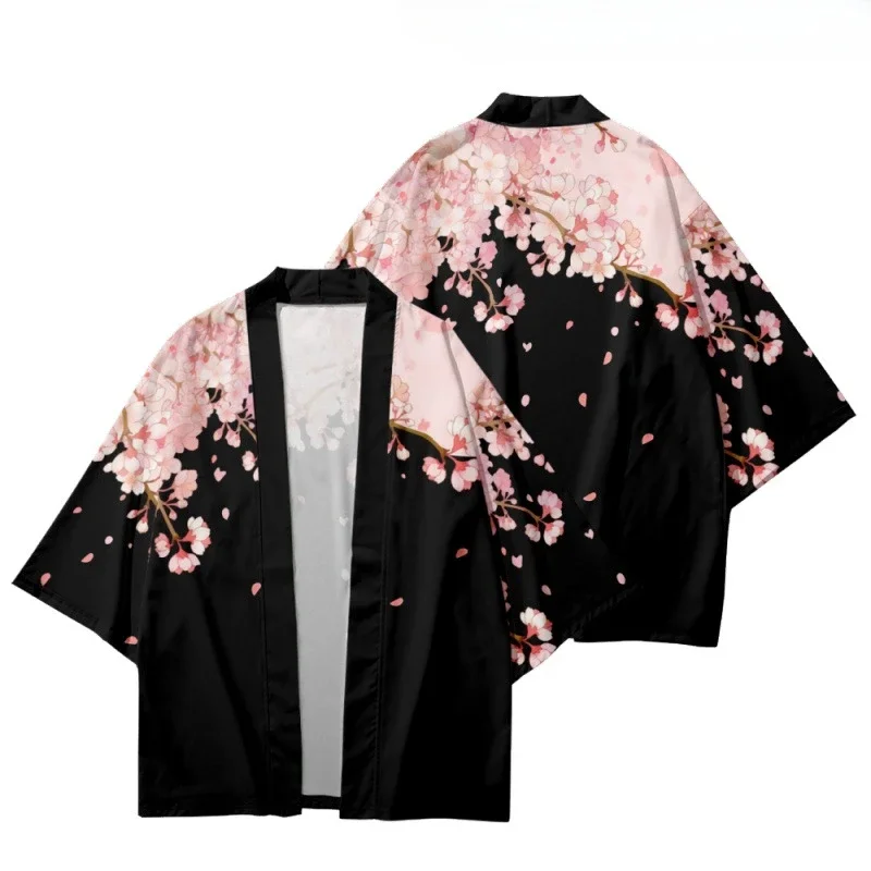 Japanese traditional clothing cherry blossom kimono Fashionable printed haori men women Asian clothing role-playing cardigan japanese kimono cardigan,japanese kimono