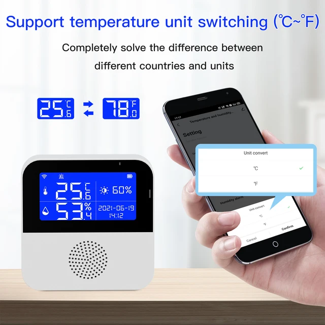 Ruumi usb termomeeter – tuya smart wifi temperatuuri- ja niiskusandur koos LCD-ekraaniga – pilt 6