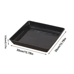 Square Planter Drip Trays - Set of 2 Water Saucers for Indoor Gardening and Seed Germination (Black)