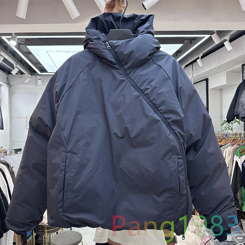 

2023 Winter Functional Style Cotton Coat Jacket Men Women High Neck Oblique Zipper Hooded Coat Loose Thickened Warm Casual Coats