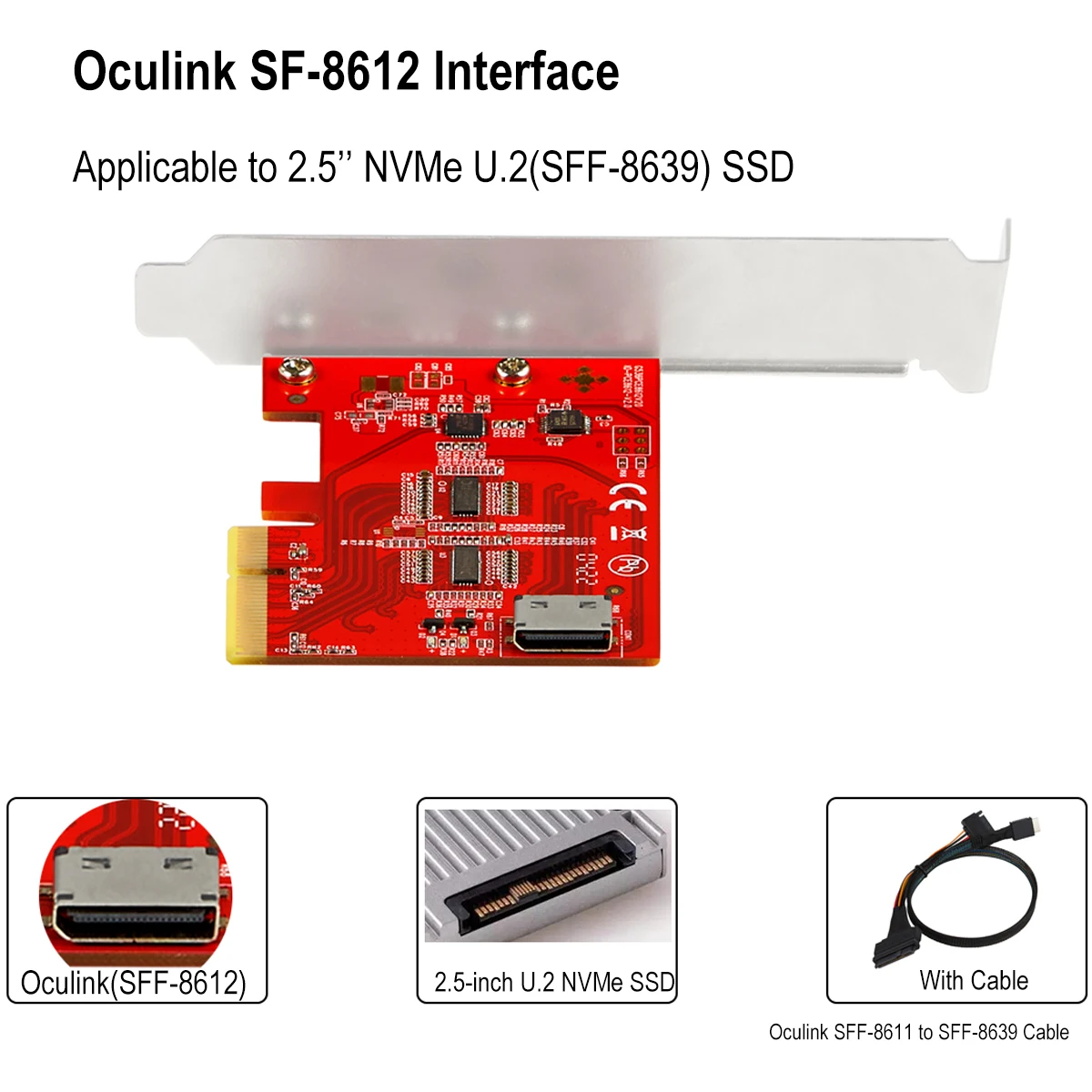 Iocrest-adaptador de Cartão Adicional Pcie 4.0x4 Gen4 com Redriver para Oculink 4i Sff8612 Conexão de Velocidade Total 25 U.2 Nvme Ssd - Imagem 6
