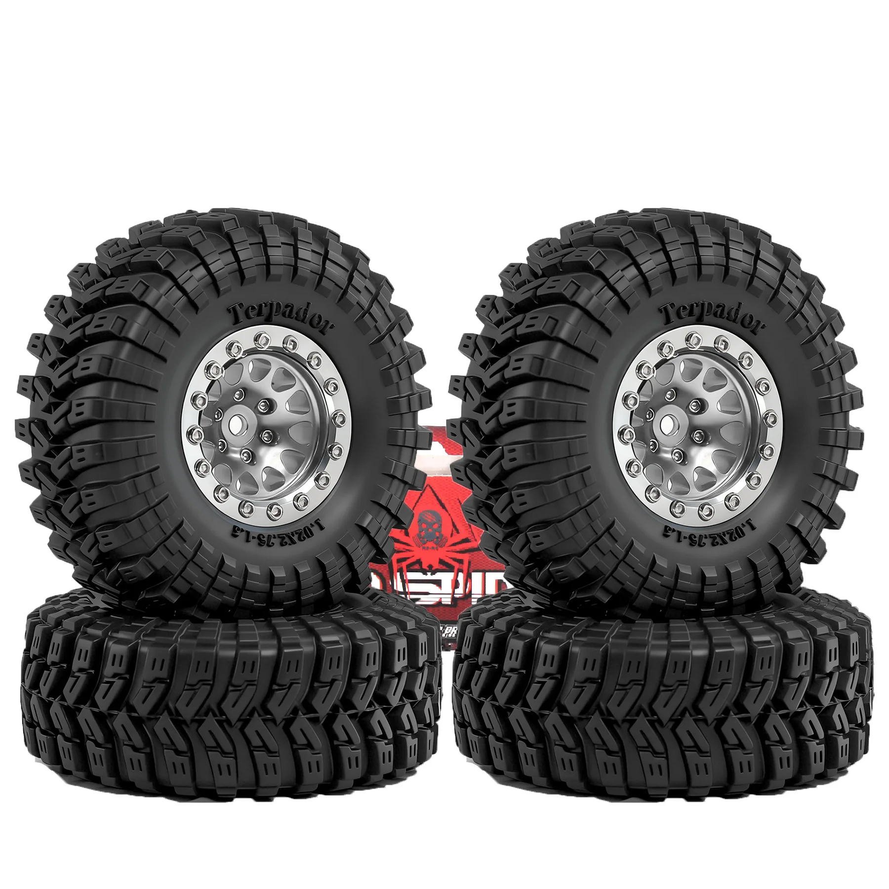 1.3 Beadlock Wheels and Tires OD 2.75'' Hex 7mm (4PCS) for 1/18 1/24 TRX4M SCX24 AX24 FCX18 FCX24 RC Crawler Car