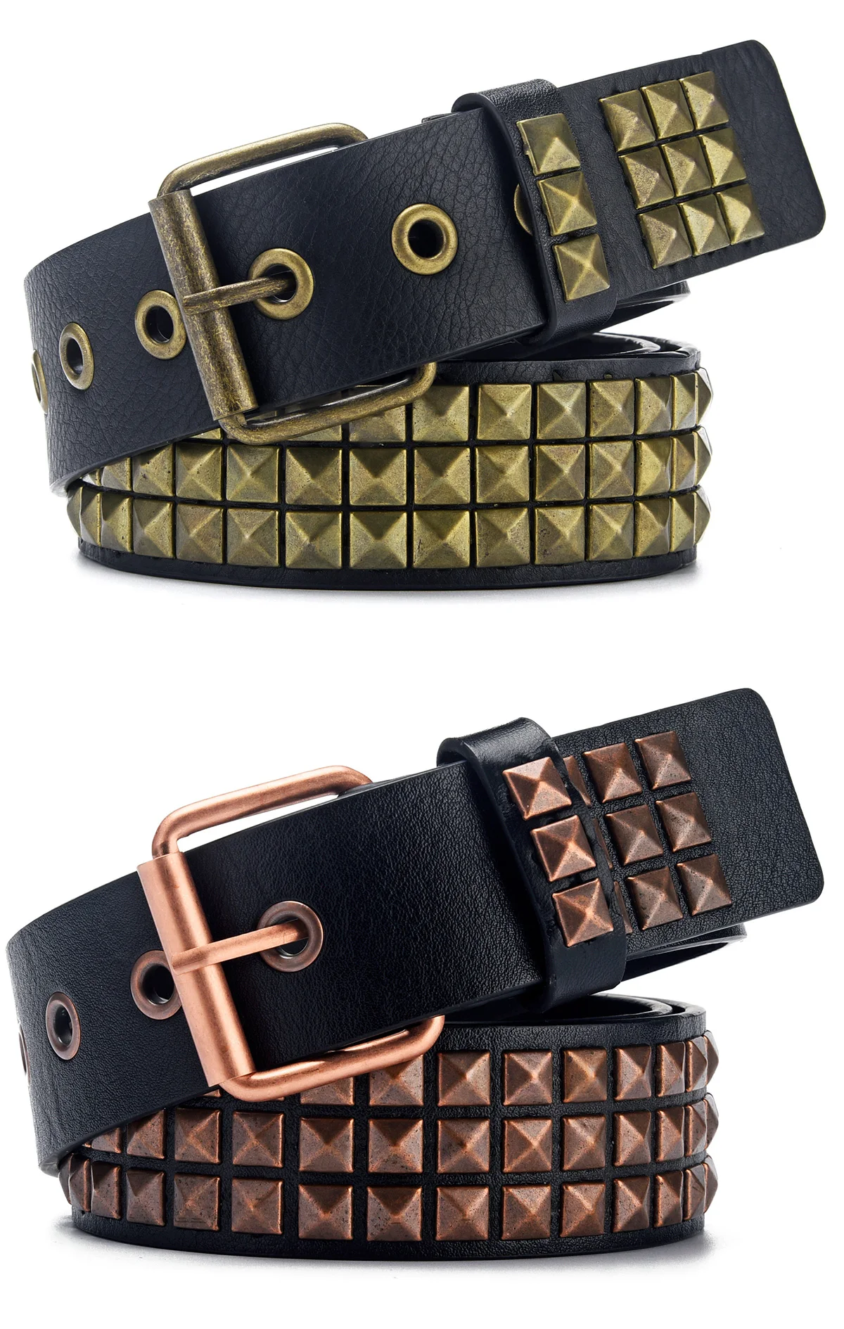 2024New Platz Perle Niet Gürtel Metall Pyramide Gürtel Männer und Frauen Punk Hardware Jeans Gürtel Y2K Gürtel Designer Gürtel frauen gürtel – Detail 4