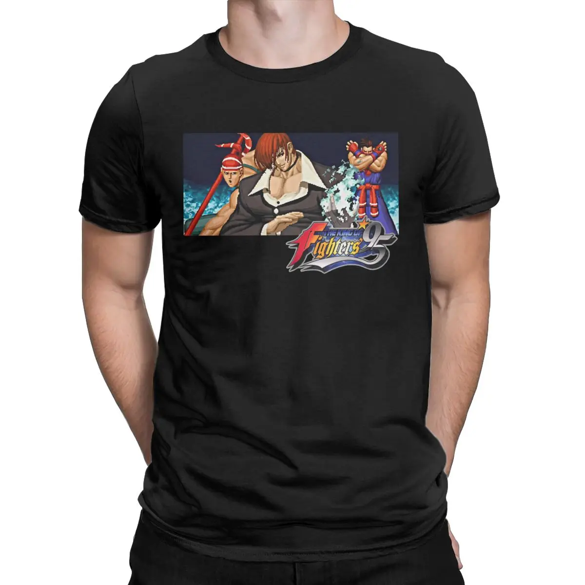 König der Kämpfer kof 95 iori lässig 100% Baumwolle T-Shirts Kurzarm Pixel Retro-Spiel T-Shirt für Männer Rundhals ausschnitt Tops Geschenk idee