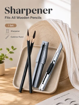 Kit Affilacapelli Portatile per Matite Sopracciglia, Affilatore di Precisione in Legno per Matite, Strumento per un Affilamento Liscio, per Principianti e Professionisti