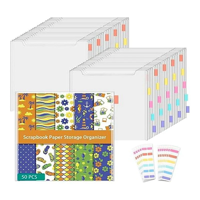50-piece-30x30inch-scrapbook-paper-storage-clear-scrapbook-paper-storage-organizer-vinyl-cardstock-photos-and-drawings-durable