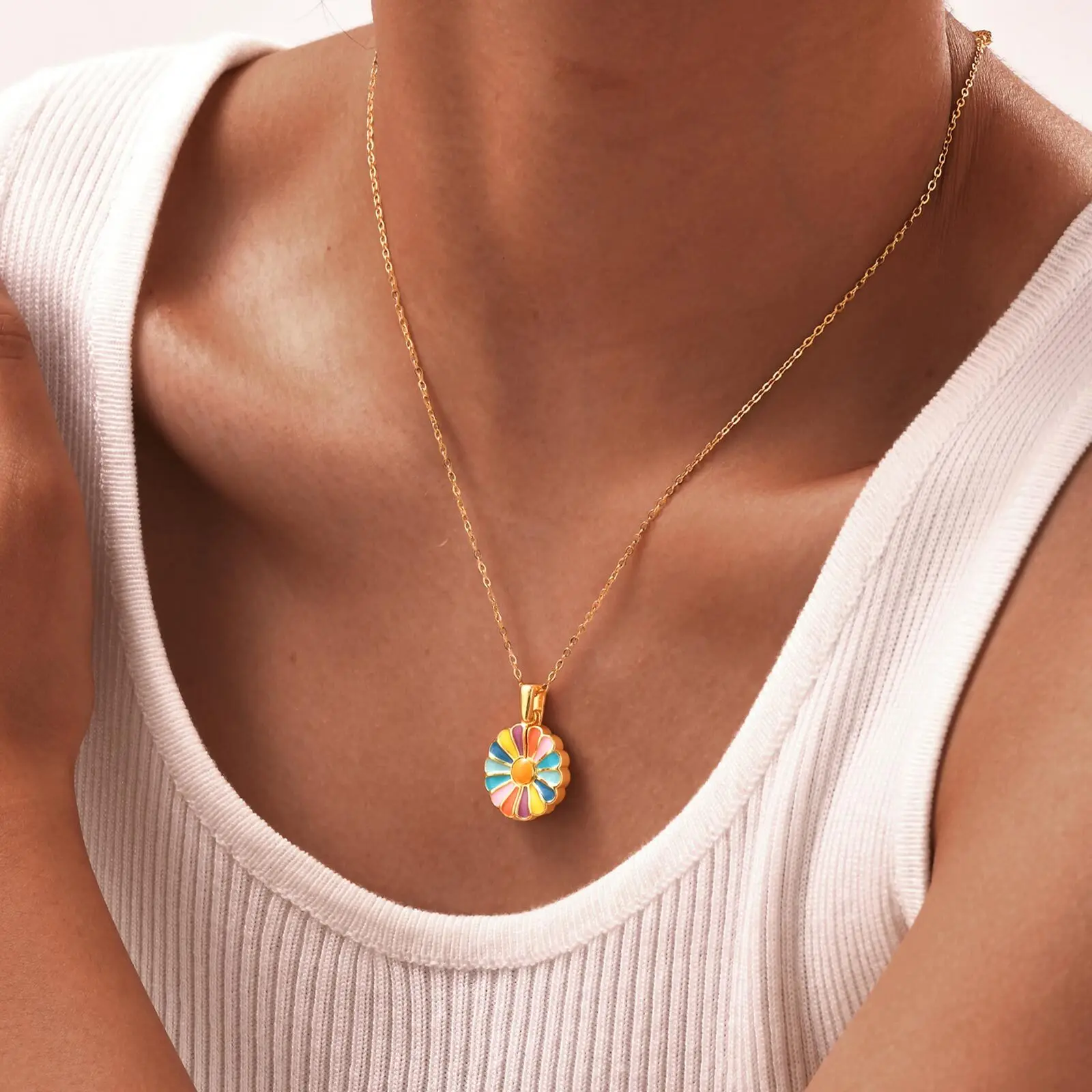 Collana Medaglione Personalizzata Con Girasole E Ali D'angelo, In Oro/argento, Con Foto E Incisione Sul Retro, Regalo Per Donna - 2