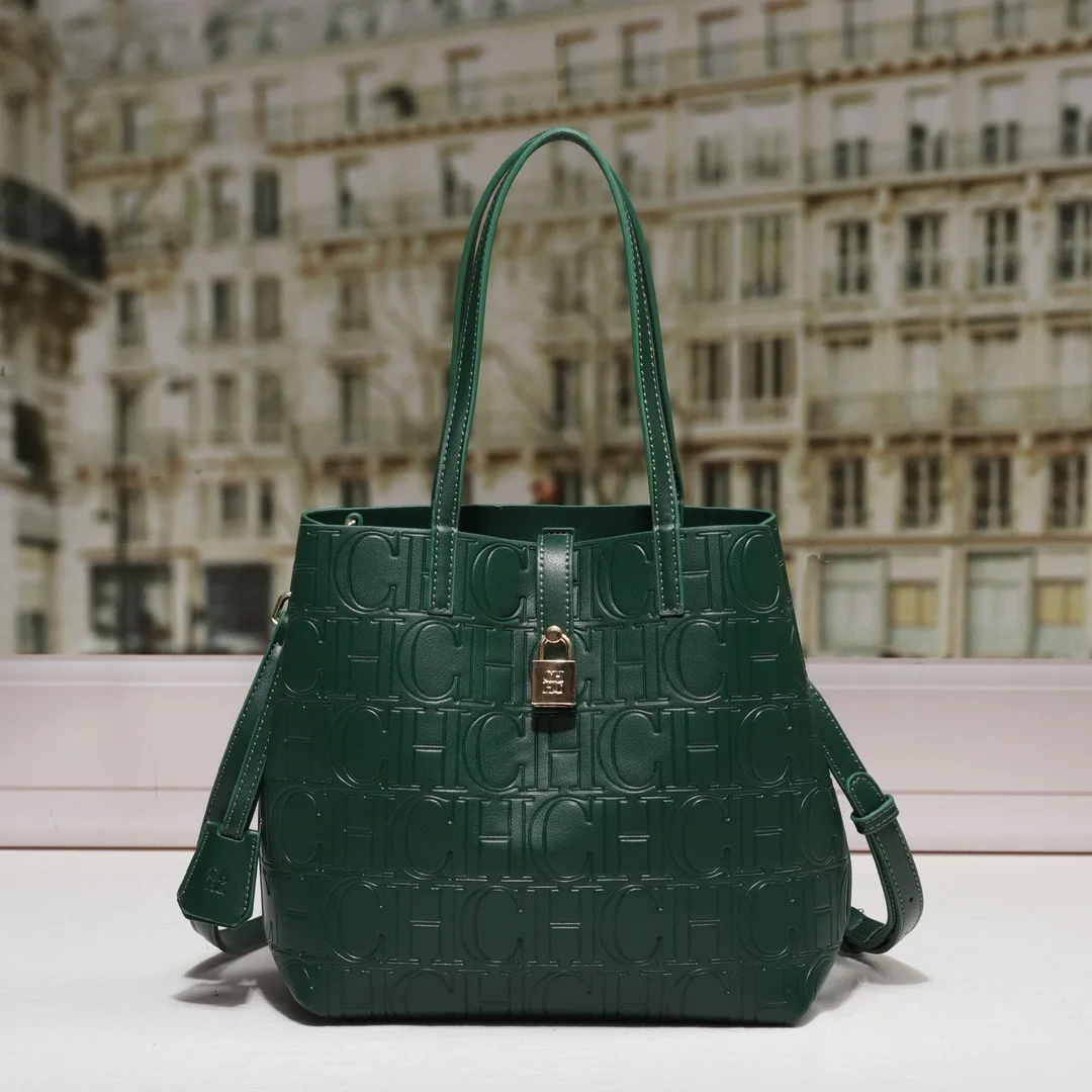 CILMI HARVILL CHHC 2023 Women's Bucket Bag New Single-shoulder Cross-body Portable Perforated Design Italic Letter Opening