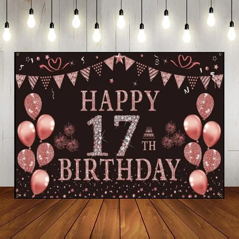 Happy 17Th Birthday Photography Fondali Sfondo Vintage Schoolring Decorazione Bambini Princess Baby Room Hotwheels Prince