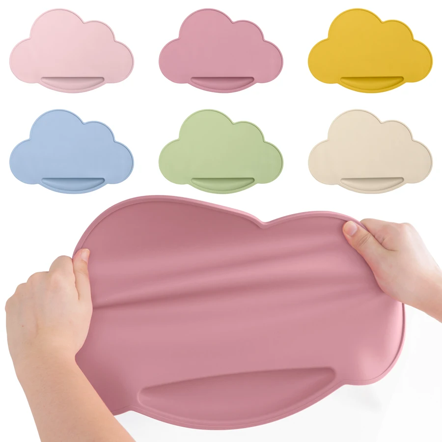 1pc Silicone Cloud Shape Baby Placemat Portable Placemat For Feeding Dishes Plate Kids Non-slip Plate Mat Children's Tableware 6