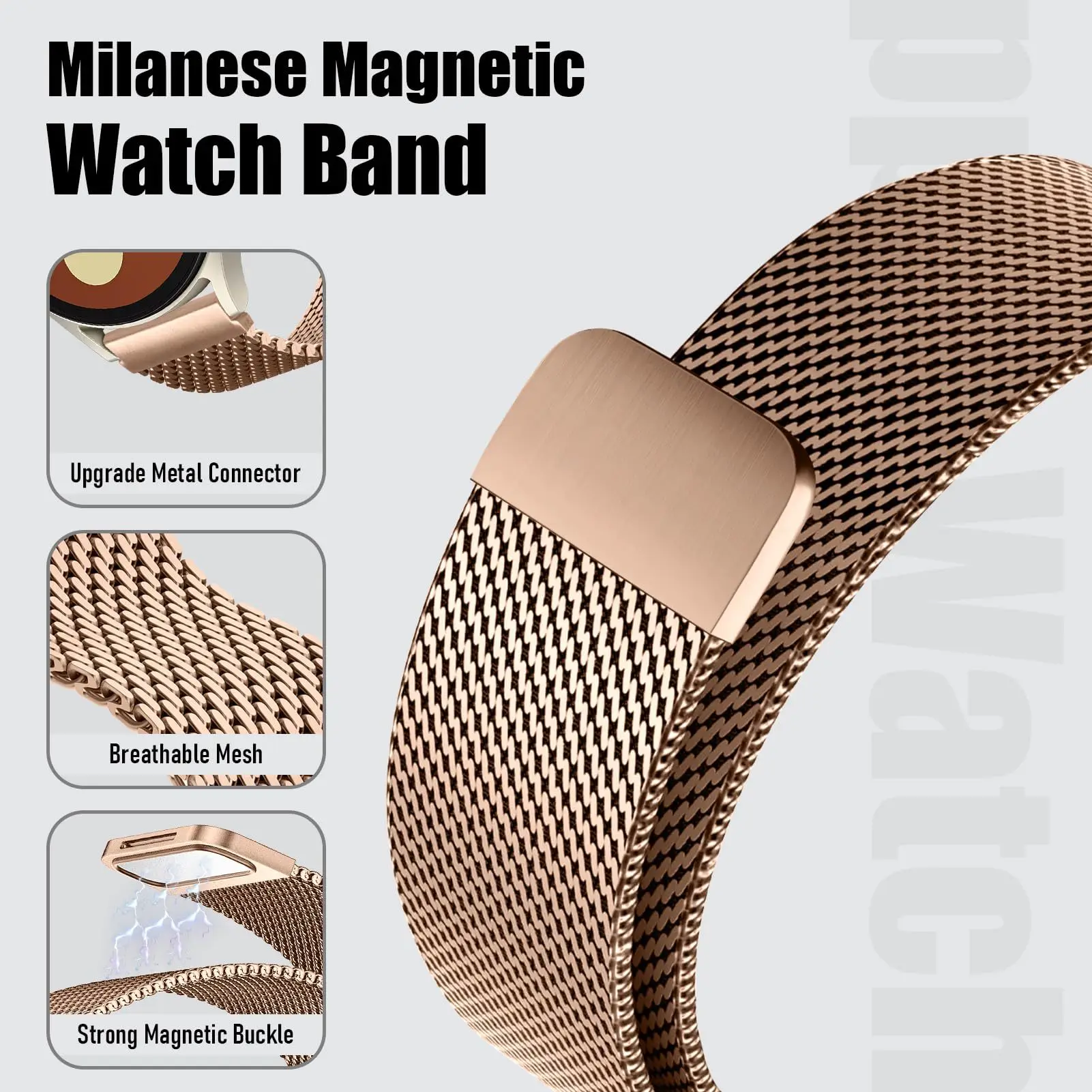 Elegant Magnetic Milanese Loop Strap - Metal Bracelet for Smartwatches (18/20/22mm)