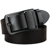 Men's leather belt, black buckle, new style, fashionable, trendy, light luxury, casual, versatile, suitable for jeans, pin buckl 3