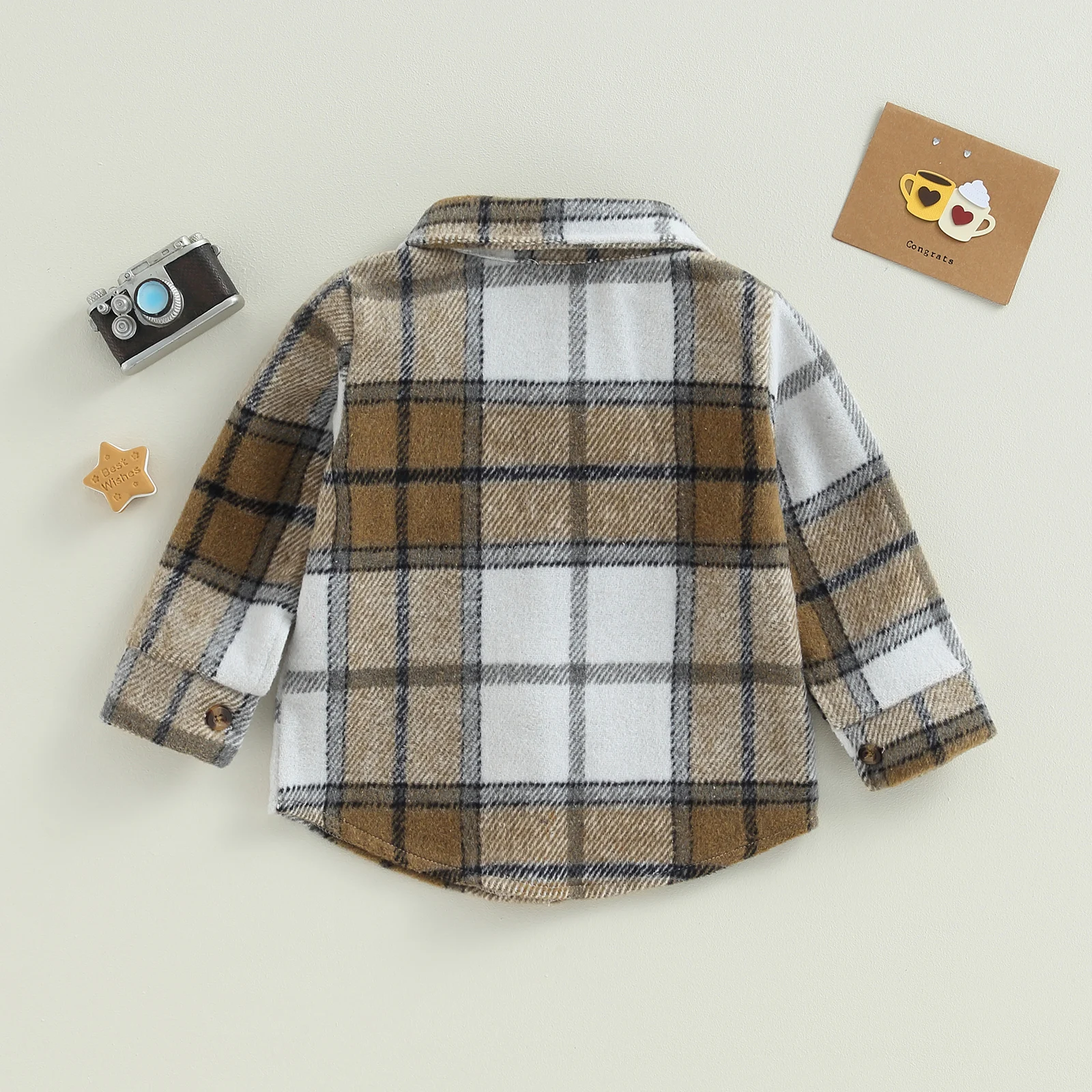 Toddler Jackets Fall Winter For Boys Long Sleeve Turn-Down Collar Button-Down Plaid Shirts Coat Children Outerwear Clothes