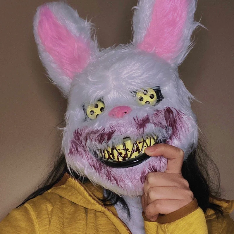 Halloween Bloody Rabbit Horror Mask Plush Bear Holiday Costumes Prop The Purge Cosplay Carnival Perform Costume Adult Mask