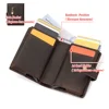 Crazy Horse Leather RFID Credit Card Holder Mens Double Anti Rfid Bank Cardholder Case Wallet Metal Business Minimalist Purse 4