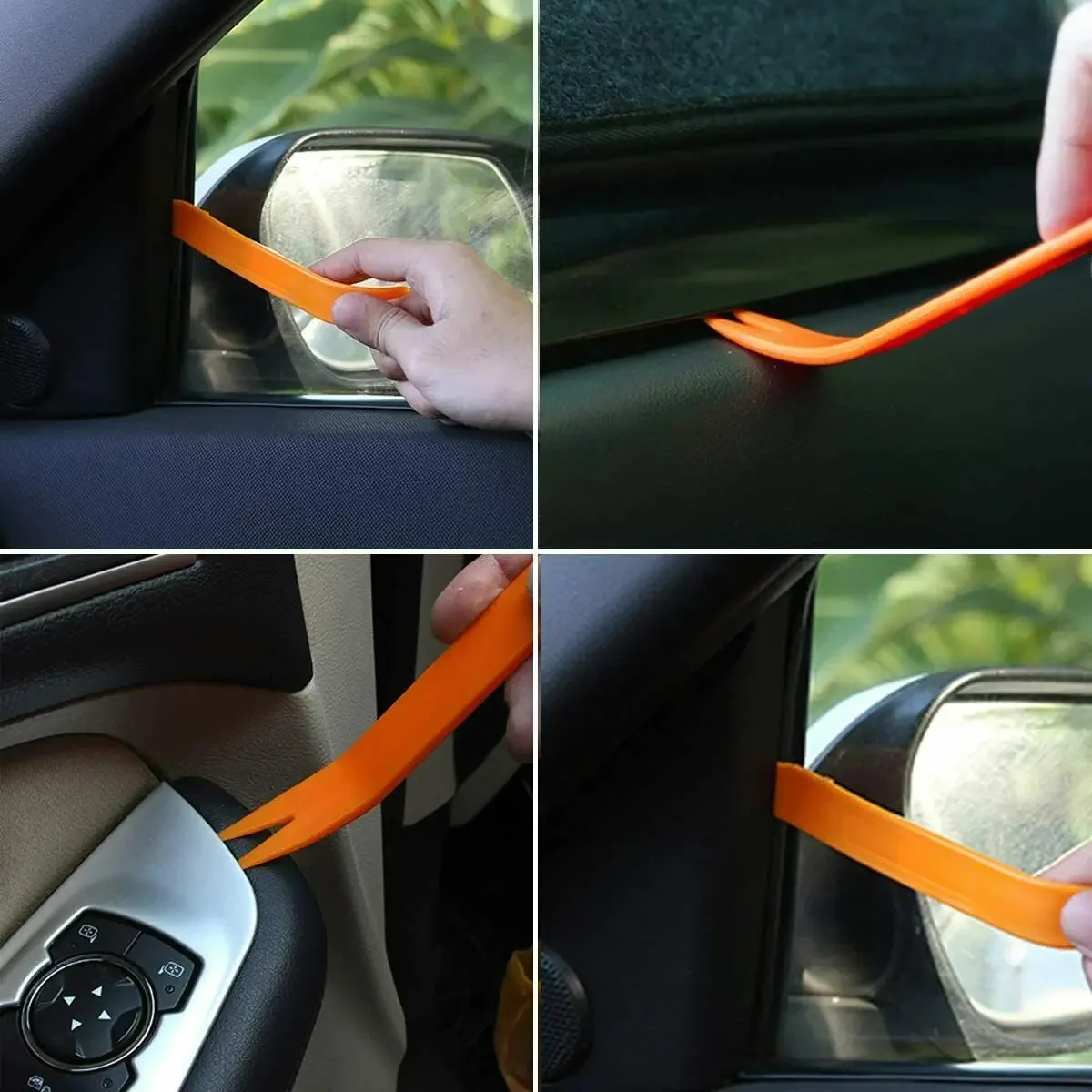 4X CAR TRIM REMOVAL TOOL KIT PANEL DOOR PRY DASH PLASTIC INTERIOR RADIO CLIP SET - Image 3