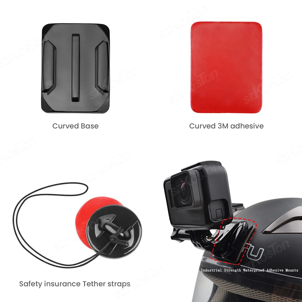 Lot de coques et supports pour caméra action, idéal pour activités sportives
