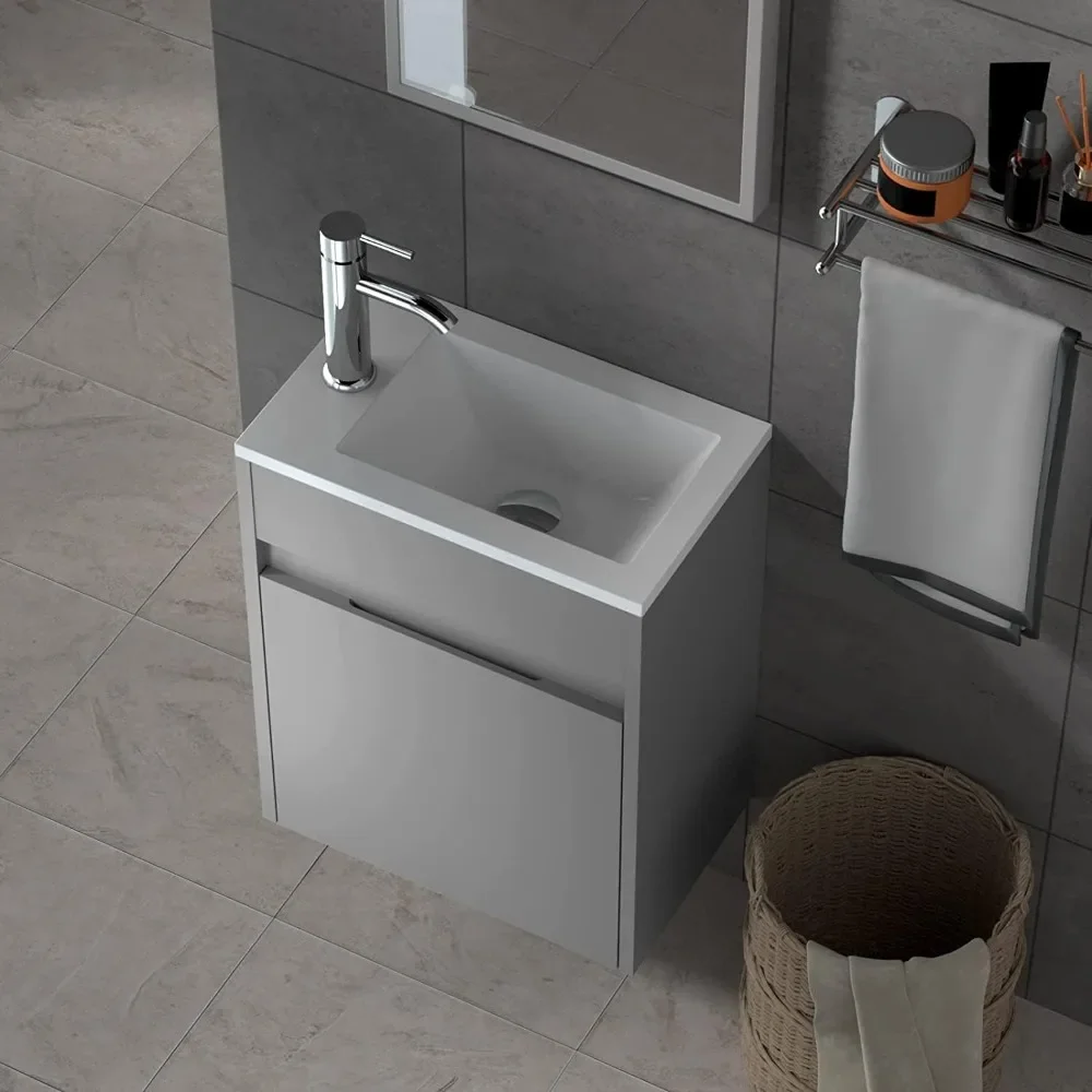 Small Bathroom Vanity Wall Mounted,Small Bathroom Vanity with Ceramic Sink,Bathroom Vanity and Sink Combo 3