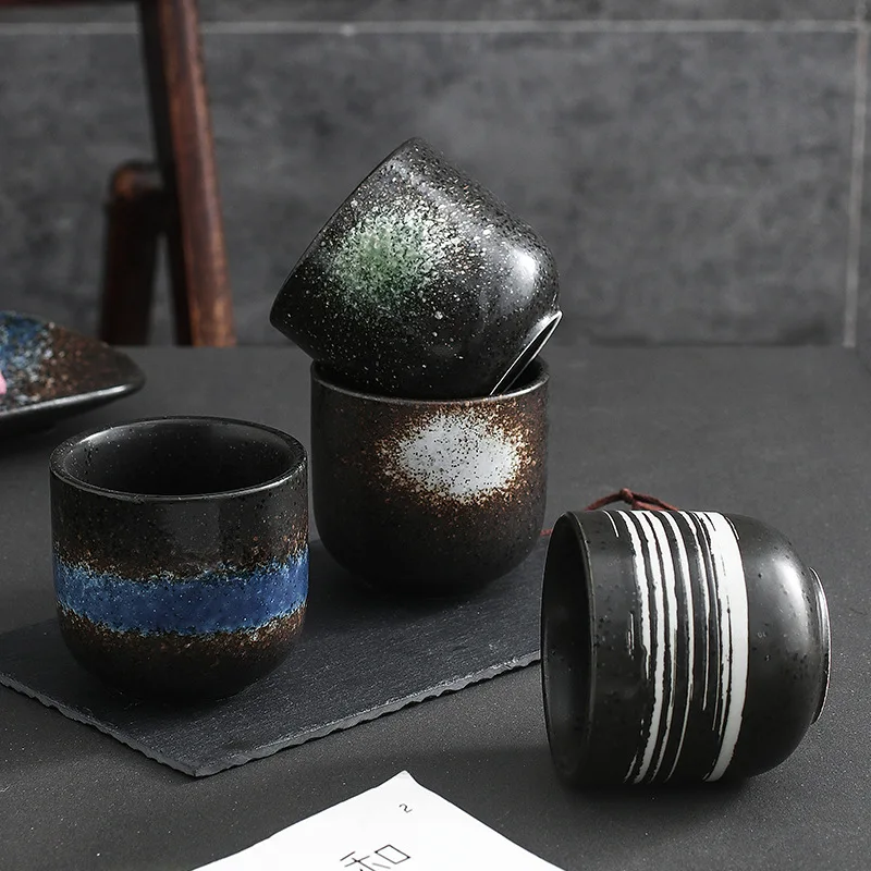 200ml Japanese Ceramic Mugs Restaurant Commercial Sushi Cuisine Retro Stackable Tea Cups Household Kitchen Drinking Utensils Tea Cup
