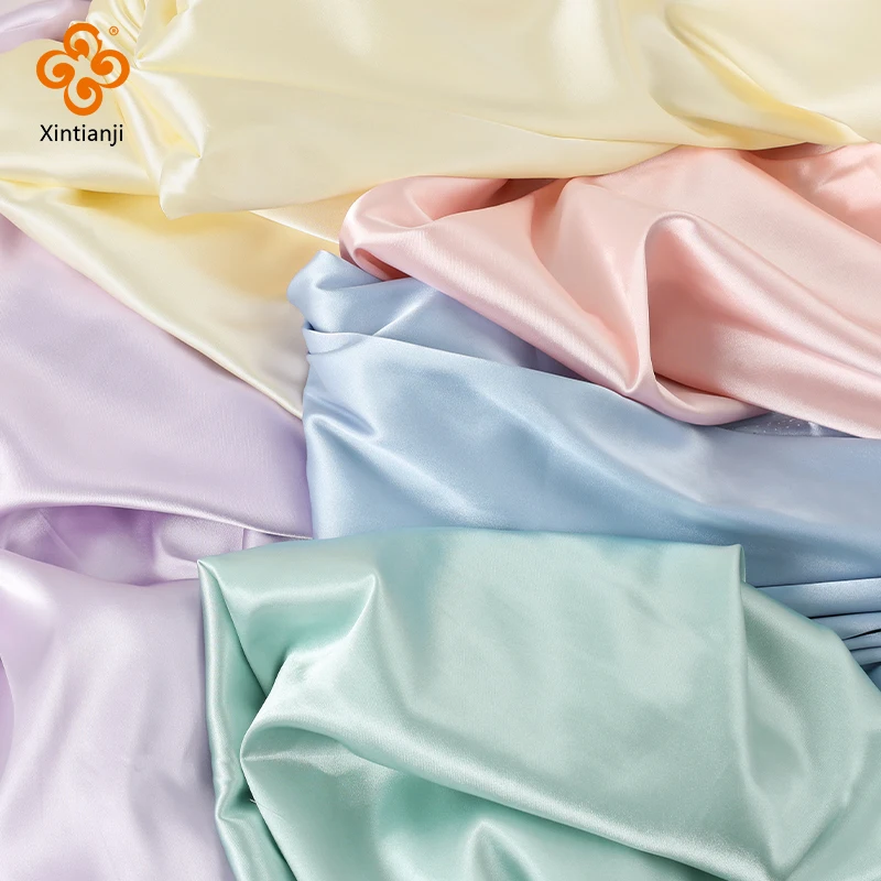 100x125cm Baby Blue High Quality Satin Fabric By The Meter Shiny Soft for Sewing Women Dress Skirt Wedding Party DIY Decoration