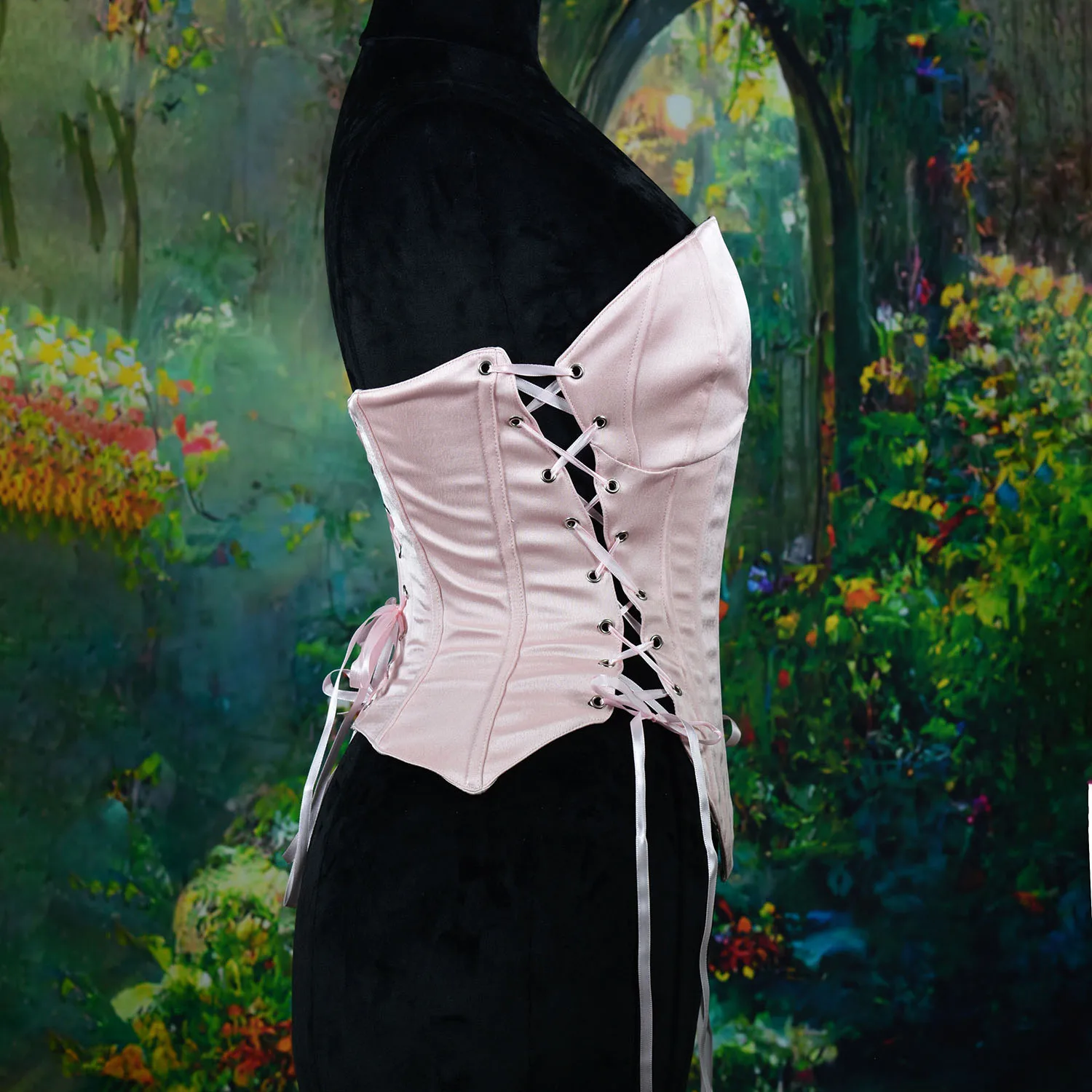 Satin Waist Trimmer Corsets And Bustiers Overbust Lace Up Solid Corset TopBodyshaper For Women