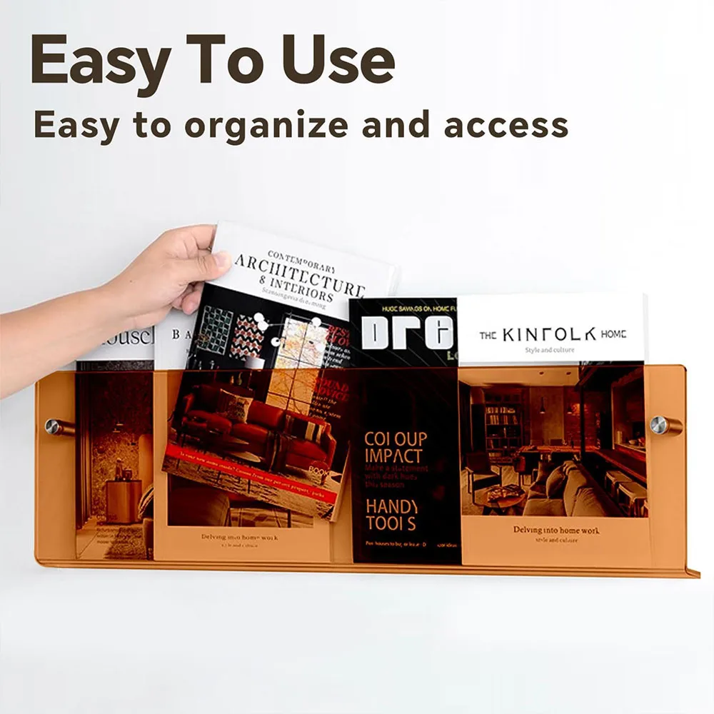 Utility Acrylic Brochure Holder Wall Mount Magazine Rack Pamphlet Stand Floating Bookshelves Hang Display Literature Organizer