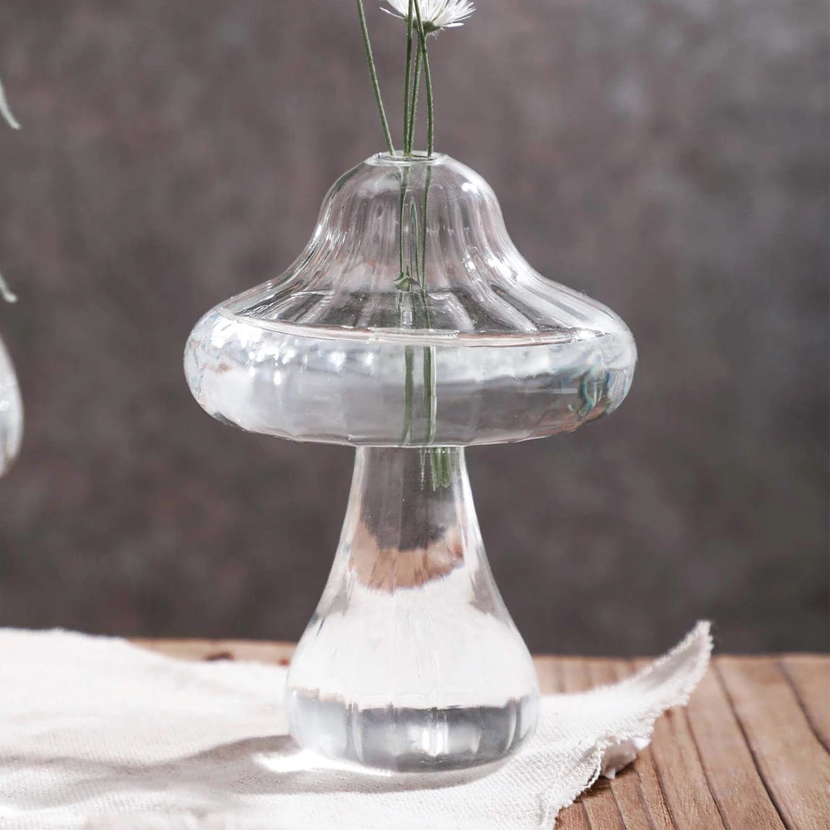 1PC, colored glass mushroom decorative vase, glass material indoor home decoration item, simple solid-color home decoration