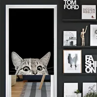 Lovely Cartoon Cat Printed Japanese Door Curtains for Children's Room Kitchen Entrance Decor Linen Partition Doorway Curtains 2