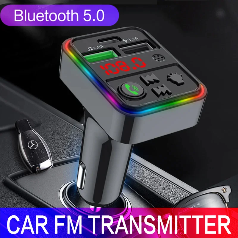 

Автомобильный FM-передатчик, U-диск, музыка, стерео, воспроизведение, USB C, быстрая зарядка, автомобильный беспроводной MP3-плеер, Bluetooth, автомобильный комплект громкой связи